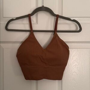 Mocha Ribbed Seamless Longline Bralette